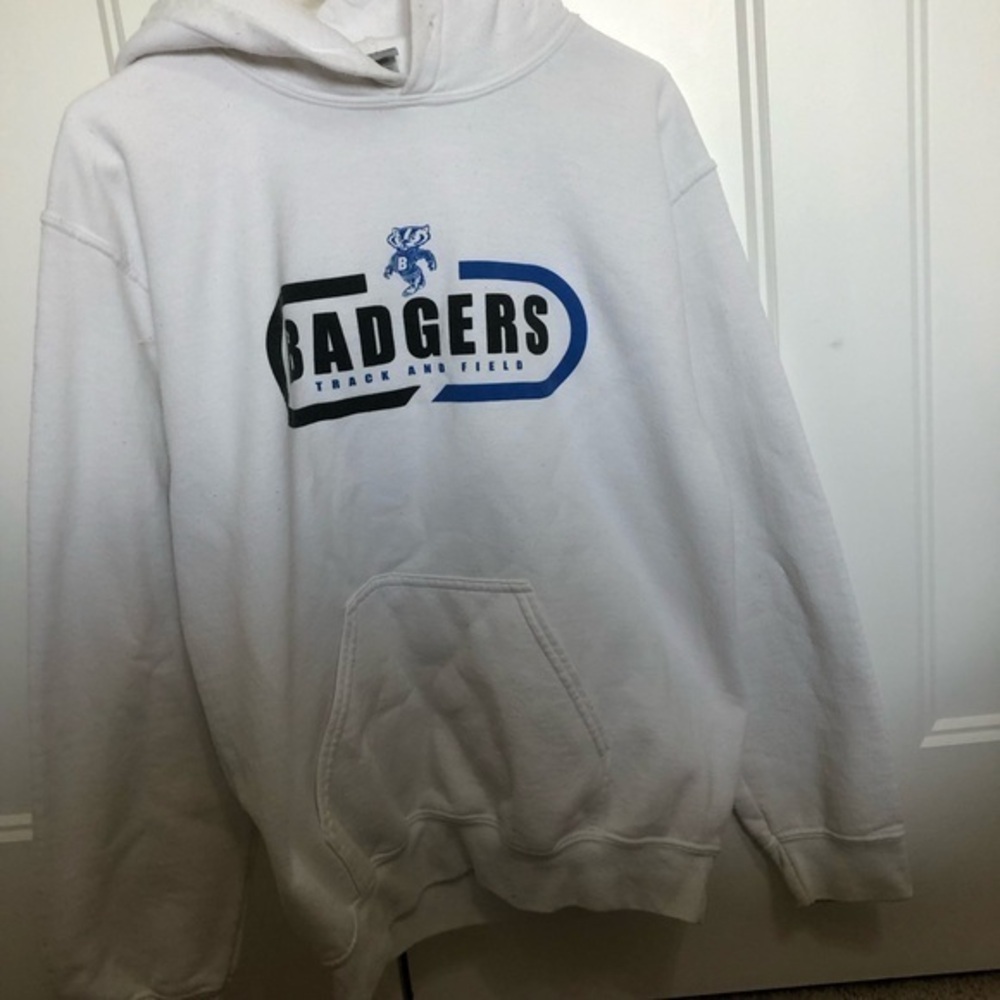 White Hoodie Bennington Badgers Track & Field Design unisex size small